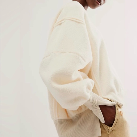 Free People Cozy Camden Cream white fuzzy sherpa sweater - Picture 2 of 5